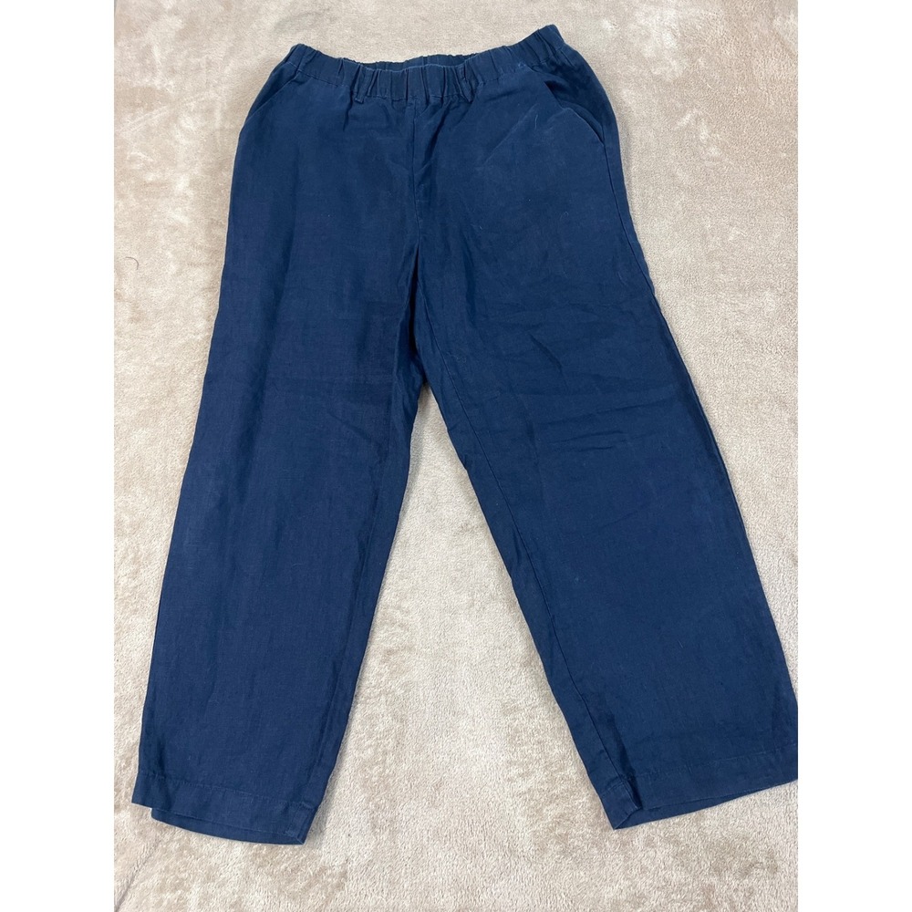 Quince Linen Pants Women's small Navy Blue Relaxed Comfy EUC